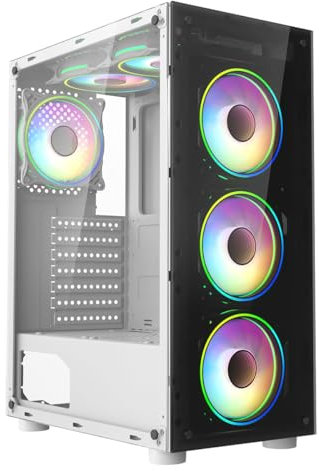 ASC TECHNOLOGY Gaming PC Tower, i7-3770 3.90GHz, 16GB RAM, GT 1030 2GB, 256GB SSD + 1TB HDD, 500W 80+ PSU, White 6 Fan RGB Case, WiFi, Windows 11 – High Performance Gaming Setup