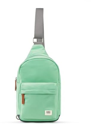 ROKA London Willesden Sling Bag – Lightweight Recycled Nylon Crossbody Bag for Women & Men, Water-Resistant Everyday Shoulder Bag with Secure Zip Pockets & Adjustable Strap (Matcha, Small)