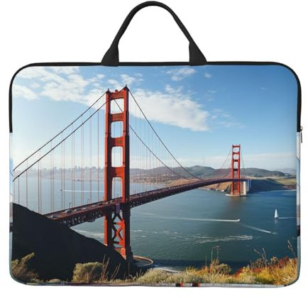San Francisco Golden Gate Bridge Laptop-Hülle, 35,6 cm, wasserdicht, leicht, Laptoptasche mit Griff, Reise-Laptop-Tasche, Aktentasche, Kuriertasche für Damen und Herren