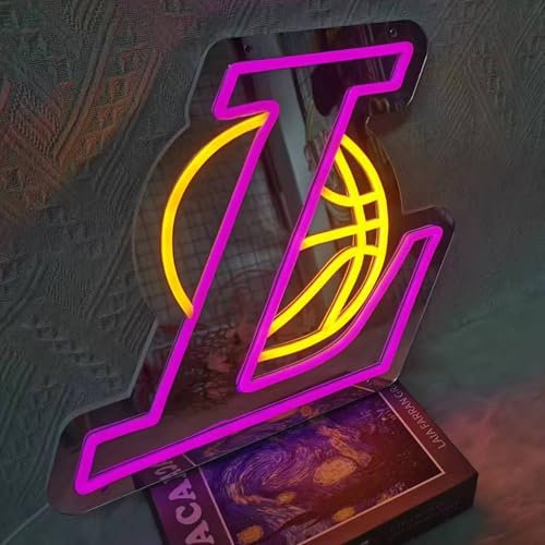 QXMH Gamer Neon Schild, LED Gaming Neon Schilder USB/Schalter, Grafik Dekoration Neon Zeichen Spielzimmer Dekor Lampe für Gamer Streamer Teenager Jungen Zimmer Kinder (L Basketball)