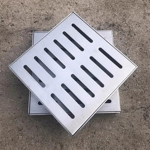 Stainless Steel Square Drain Cover, Metal Grid Covers Drainage Cover Channel Grate With Frame Durabled Garden Drainage Grates For Patio(300x300x20mm)