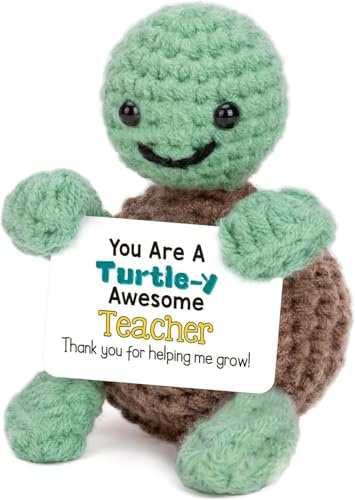 Mini Funny Turtle Teacher Appreciation Gifts for Women Men, End of Year Thank You Teacher Gifts Ideas, Cool Small Cute Things, Handmade Emotional Positive Crochet Turtle