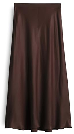 someday Damen Midirock | ODINIA Detail Satinrock in A-Linie Dark Espresso, 42