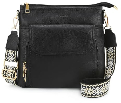 DOB SECHS Umhängetasche aus weichem PU-Leder für Damen, Klein Handtasche mit mehreren Taschen, Crossbody Bag Tasche Schultertasche mit verstellbarer Schultergurt