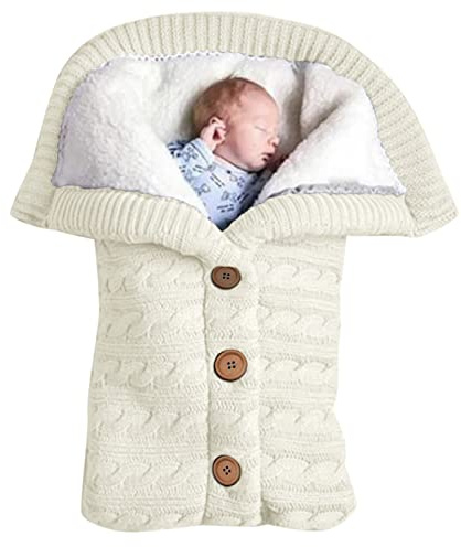 Kashyke Winterfußsack,Kinderwagen,Warm,Weich,für Babys,Fußsack,Babyfußsack,Babyschlafsack,Sherpa-Futter,Wintersack,Herbst Winter,Wagensack,Geeignet für 𝗡𝗲𝘂𝗴𝗲𝗯𝗼𝗿𝗲𝗻𝗲 von 0-6 Monaten (Weiß)