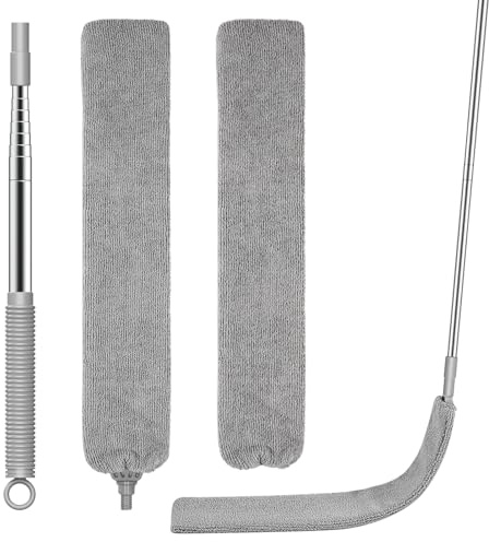 SetSail Dusters for Cleaning Retractable Gap Duster with Extension Pole | Extension Pole Long Handle, Flat Dust Cleaner, with 2 Microfiber Dusting Cloths, for Under Appliances Furniture Fridge