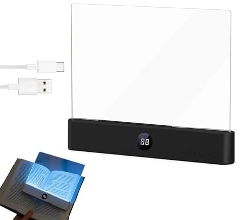 LUCKKY Smart LED Book Light, Intelligente LED-Buchlampe, Wiederaufladbare, klare Led-Flache Leselampe mit 3 Farben und Timer, tragbare Flaches Buchlicht zum Lesen im Bett bei Nacht (Schwarz)