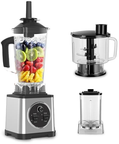 3 in 1 Professional Blender, 6000W Kitchen Blenders, 2.5L+2L+0.8L capacity, Stainless Steel Blade for Smoothies, Ice Crushing & Food Processing, for Crush Ice, Smoothies (3 in 1)