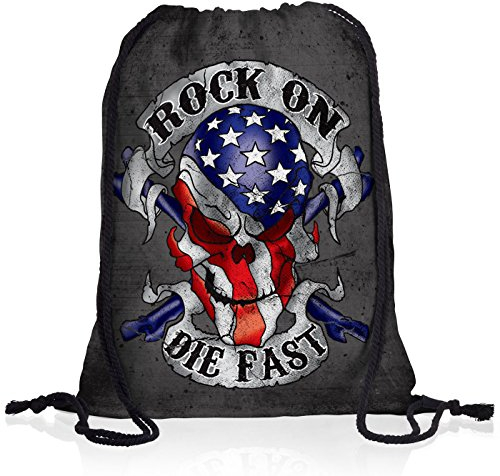 style3 USA Rock on Die Fast Rucksack Tasche Turnbeutel Sport Jute Beutel