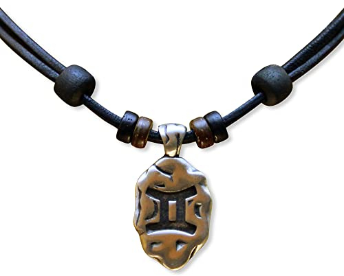 HANA LIMA 1 von 12 Sternzeichen Tierkreiszeichen an Verstellbarer Halskette Horoskop Horoscope Lederkette Surferkette C - Zwillinge (Gemini) / 21. Mai - 21. Juni