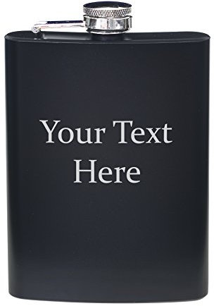 Engraved Personalised 8oz Matte Black Hip Flask - Stainless Steel Flask Gifts For Men - Wedding Birthday Gift (Constantia)