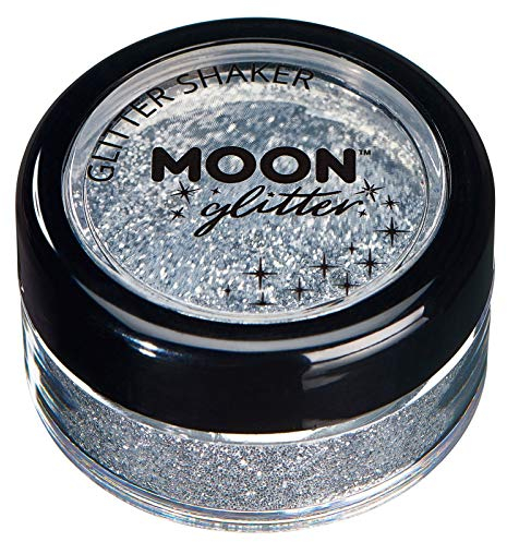 Holographic Glitter Shakers par Moon Glitter - 100% cosmétiques paillettes pour le visage, le corps, les ongles, les cheveux et les lèvres - 5g - Argent