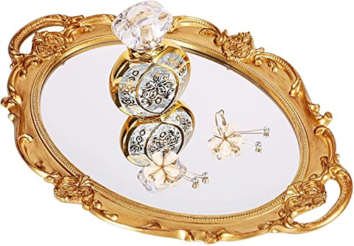 Zosenley Deko-Spiegeltablett oval Gold