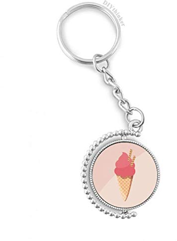 DIYthinker Biscuits Ei-Kegel Rot Ice Cream Drehbare Schlüsselanhänger Ringe 1.2 Zoll x 3.5 Zoll Mehrfarbig