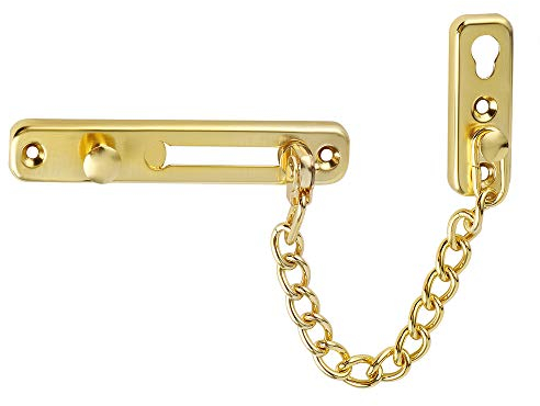 Sayayo Catena Per Porta Anteriore, Blocco Catena Porta Sicurezza, Serratura Porta Sicurezza, per Porte e Finestre Interne, Hotel, Casa in Affitto, in Acciaio Inossidabile Oro, EFD9000-G