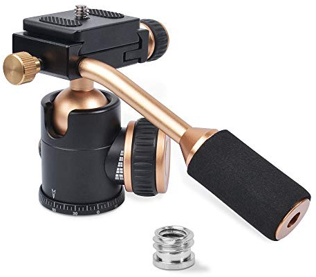 Bestshoot Stativkopf, Flexi-Tilt Universal Kugelkopf mit Schnellwechselplatte, 1/4 Schraube für DSLR-Kamera, Video-Camcorder, Handy/iPad, spiegellose Kameras, Canon T6i mit Objektiv, Nikon D7100 D850