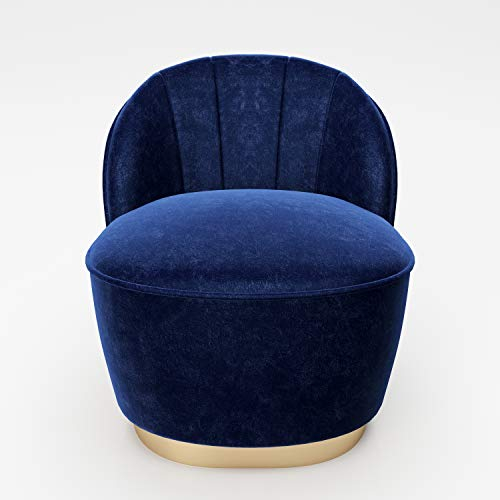 PLAYBOY Cocktailsessel mit Goldfuss und Samtbezug in Blau Sessel aus Samtstoff, Polstersessel aus Samt, Lounge Stuhl, Chair, Retro-Design, Club-Stil