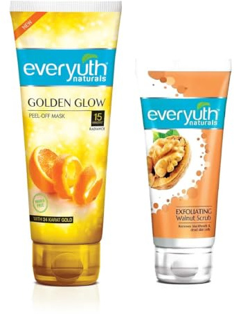 Everyuth Advanced Golden Glow Peel-Off-Maske, 90 g und Peeling-Walnuss, 50 g, Kombipack