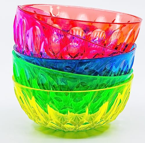 KOVA® 24x Kompottschälchen/Eisbecher, Plastikschüssel Set - Wiederverwendbare Dessertschalen Schale Schüssel aus Kunststoff, Plastik für Desserts, Suppen, Salate - Kunststoffschalen + 1 Bildmagnet