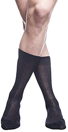 PETTI Artigiani Italiani - Calzini, Calze Uomo, Calzino Uomo, Calze Lunghe e Corte Uomo, 6 Paia Calze Uomo Filo di Scozia, 100% Made in Italy, Costina Corto Blu 39-41