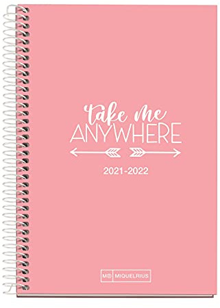 Miquelrius - Schülerkalender 2021-2022, aktive Größe 11,7 x 17,4 cm, Wochenansicht, Write Rosa, spanische Sprache