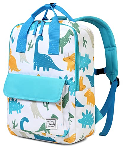 VASCHY Schulranzen für Mädchen, Jungen, Kindergarten, leicht, wasserdicht, Rucksack für Kinder, Mädchen, Jungen, 4 – 6 Jahre, niedlich, Rucksack, Vorschule, Schultaschen mit Brustgurt, Weißer