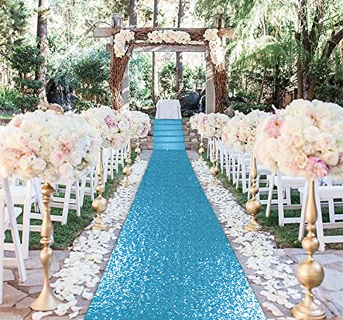 ShinyBeauty x 450 cm Gangläufer für Hochzeiten, türkis, Glitzer, Paillettenläufer, Insel für den Außenbereich, Hochzeit, Bodenläufer, Gang, für drinnen und draußen, Läufer für Zeremonie