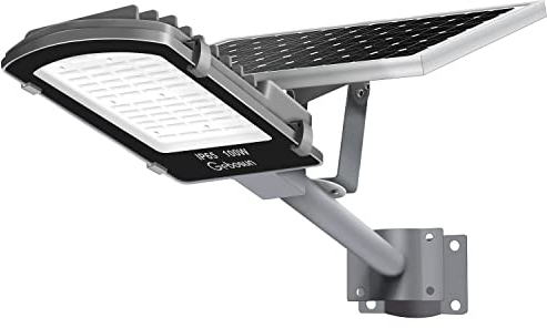 Gebosun Solar LED Straßenlatern & Außenlatern, Funktioniert von Abenddämmerung bis zu Morgengrauen, mit Optikssensor, 6000K, IP65 Wasserdicht, Mast- und Wandanbringbar, Schwarz (100W)