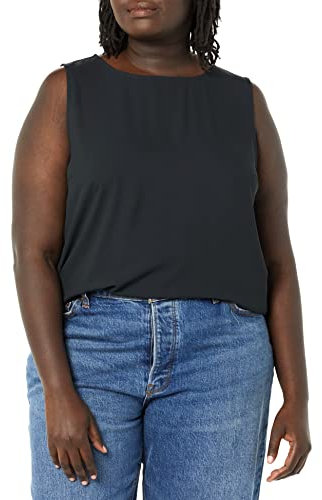 Amazon Essentials Women's Regular-Fit Sleeveless Crew Neck Layering Tank Top, Black, S