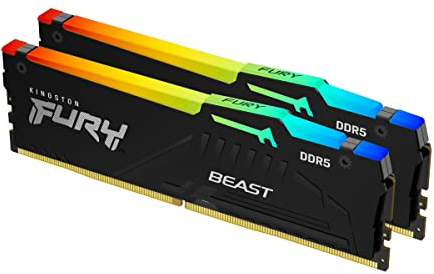 Kingston FURY Beast Schwarz RGB 64GB (2x32GB) 5600MT/s DDR5 CL40 DIMM Desktop Gaming Speicher Kit mit 2 - KF556C40BBAK2-64