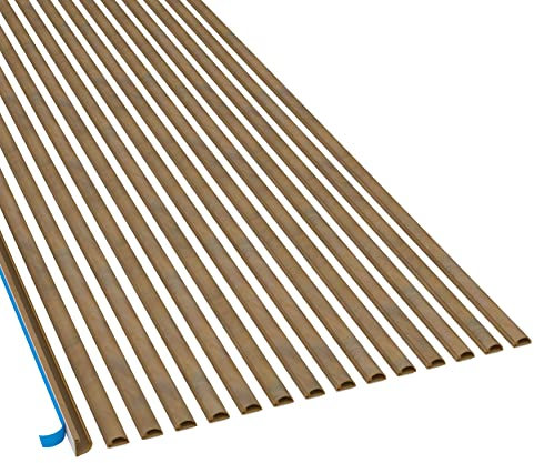 D-Line Micro Cable Trunking 2m 15-Pack, Self-Adhesive Cable Cover, Decorative Half Round Profile, Hinged Click-Lock Lid - 15x 16mm (W) x 8mm (H) x 2-meter Lengths (30-meter total) - Oak-Effect