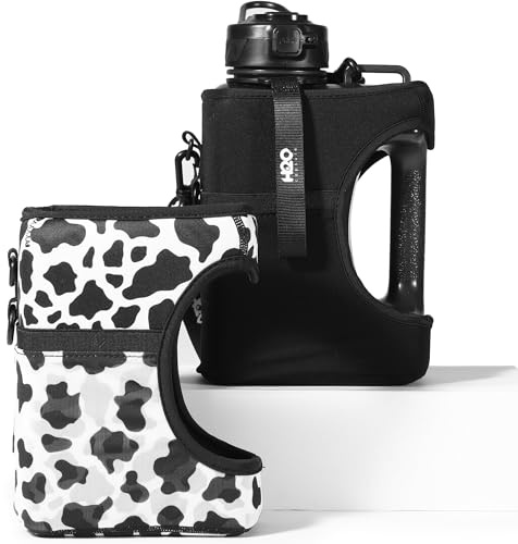 H2O Capsule Half Gallon Cube Square Water Bottle - 2.2L / 74 oz, Rectangular, BPA / BPS Free, Storage Sleeve, Straw, Chug Lid, Black, Sports, Travel, Plastic, Reusable