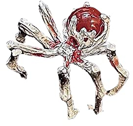 QKEPCY Gothic Spinnen Ringe,Open Vintage Punk Ringe,Punk Paarring mit Edelsteinen verstellbare Ringe,Halloween Tänze Partys Kostümzubehör Geschenk für Männer Frauen (Rot)