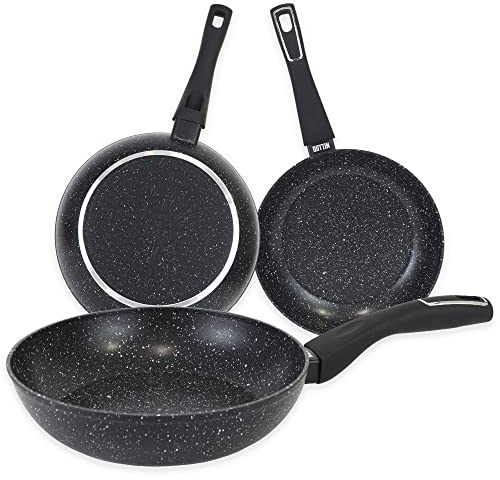 Quttin Sarten Antiadherente Aluminio con Revestimiento Resistente. Cacerola de Aluminio Forjado con Tapa de Cristal. Aptas para todo tipo de Cocinas. Modelo Select Negro Diametro 22 cm