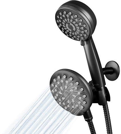 Waterpik One-Touch Dual XPB-135E-765ME Système de douche 2 en 1 avec pommeau de douche à effet pluie et 7 modes Noir mat
