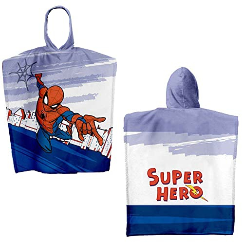 Spider Man Kinder Kapuzen Bade-Poncho Super Hero 55 x 110 cm 100% Baumwolle Veloursqualität Poncho Bademantel Badetuch Strandtuch Duschtuch Handtuch Pareo Disney Marvel Avengers Home MCU Spider-Man