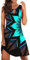 tsaChick Sommerkleid Damen Casual Tunika Minirockkleid Bodycon Schmal Slim Fit Ärmelloses Bleistiftkleid Allover Bunt Bedrucktes Weste Sommerkleid Women's Kleid Geknoteter Ring mit Hohlem Rundhals