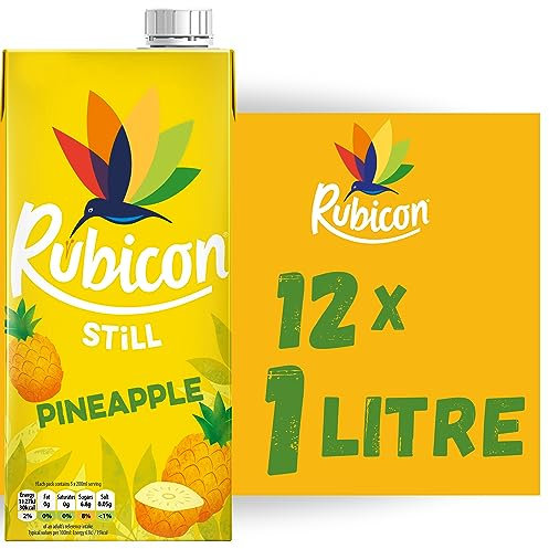 Rubicon Still Pineapple Juice - Made with Real Handpicked Fruit Pineapple - Bold and Intense Tropical Juice Drink - Multipack Fruit Juice Cartons - 12x1L