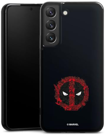 Slim Case extra dünn kompatibel mit Samsung Galaxy S22 Silikon Handyhülle schwarz Hülle Marvel Deadpool Logo