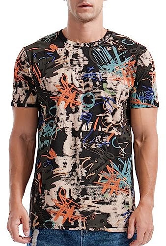 RONOMO Herren-T-Shirt mit modischem Print, Freizeit-Shirt, M