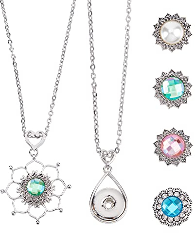 NBEADS 304 Bausatz Für Austauschbare Halsketten Aus Edelstahl, DIY Snap Schmuck Charms Legierung Hang Snap Basis Anhänger Druckknöpfe, Button Charms Für Halsketten & Armbänder DIY Zubehör