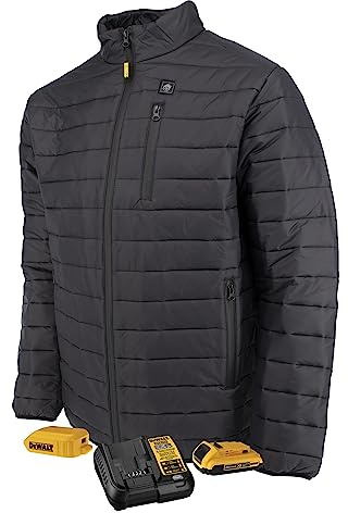 DEWALT Mens Standard Lightweight Puffer Heated Jacket Kit Black Medium