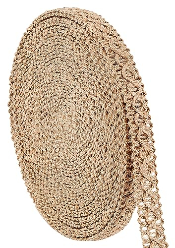 PH PandaHall 10m Upholstery Braid Trim, Hessian Ribbon Burlap Jute Ribbon Gimp Braid Trim Rustic Woven Jute Rope for Costume Hat Shoes Chair Funiture Decoration Wine Bottles, 18mm Wide