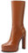 QUEEN HELENA Stivali con Plateau con Tacco Alto Zip Laterale Donna K3233 (Marrone, Sistema Taglie Calzature EU, Adulto, Donna, Numero, Media, 40)