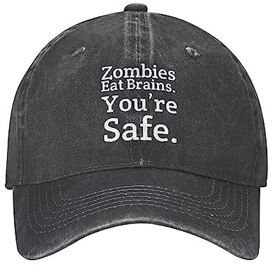 KWQDOZF Lustige Mütze „Zombies Eat Brains Don't Worry You're Safe, Mütze für Herren, Baseballmützen, lustige Mütze