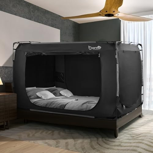 BORNA Bettzelt, Betthimmel, volle Größe, tragbare Schlafzelte, Traumzelte, für Kinder und Erwachsene, atmungsaktiver Sichtschutz auf dem Bett mit DREI Türen (Matratze Nicht im Lieferumfang enthalten)