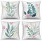 ASDCXZ Blumen Kissenbezug 40x40 cm 4er Set, Frühling Rose Blumen Grün Blätter Gold Weiß Sofa Dekokissen Kissenbezüge Kissenhülle Waschbar Polyester Textil Outdoor Kopfkissenbezug Kissen Bezug