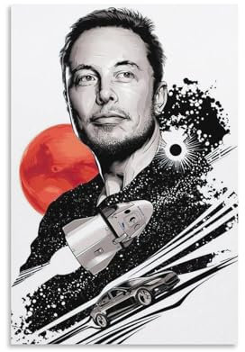 Elon Musk Poster mit inspirierendem Zitat, Poster, Büroposter (5) Leinwand-Kunstposter und Wandkunstdruck, moderne Familiendekor-Poster, 50 x 75 cm