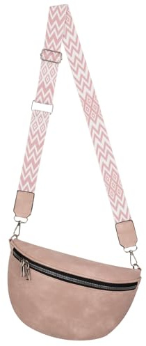 Bauchtasche Umhängetasche Crossbody-Bag Hüfttasche Kunstleder Italy-Design (PINK)