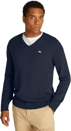 Tommy Jeans Jersey Hombre Slim Essential V-Neck con Cuello de Pico, Azul (Dark Night Navy), XS